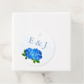 Étiquettes Cadeau Mariage Floral Hydrangea Bleu (En situation)