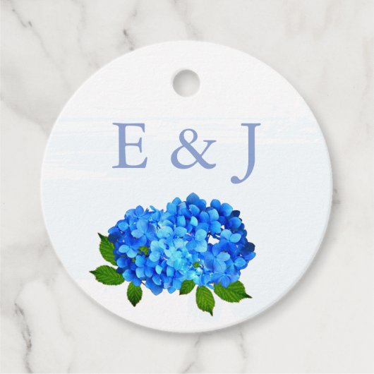 Étiquettes Cadeau Mariage Floral Hydrangea Bleu (Devant)