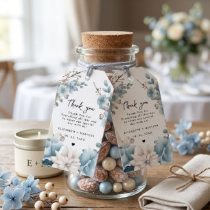 Étiquettes-cadeau Mariage Floral Navy Bleu Poussiéreux Or Printemps 
