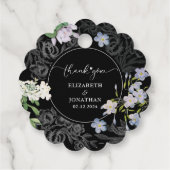 Étiquettes Cadeau Mariage floral noir et blanc (Dos)