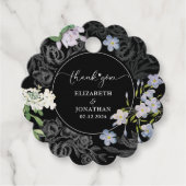 Étiquettes Cadeau Mariage floral noir et blanc (Devant)
