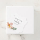 Étiquettes Cadeau Mariage Floral Orange Brûlé (En situation)