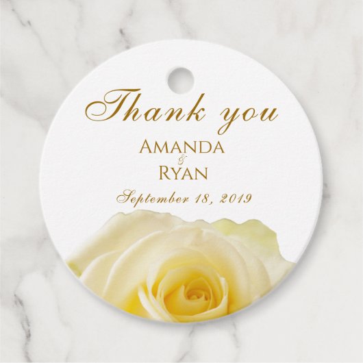 Étiquettes Cadeau Mariage floral rose jaune (Devant)