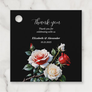 Étiquettes Cadeau Mariage floral rose rose foncé