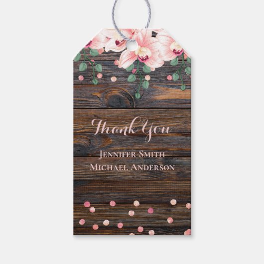 Étiquettes-cadeau Mariage floral rose Rose rustique (Devant)