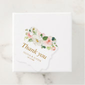 Étiquettes Cadeau mariage floral rose vif merci (En situation)