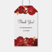 Étiquettes-cadeau Mariage Floral Rouge Et Or (Devant)