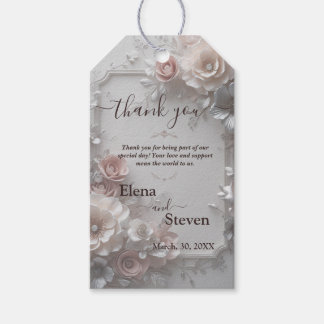 Étiquettes-cadeau Mariage floral rustique Élégant 3D