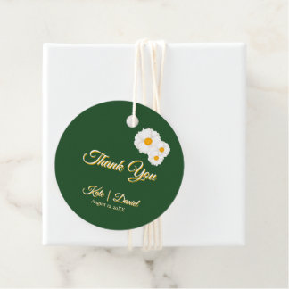 Étiquettes Cadeau Mariage Floral Vert Profond