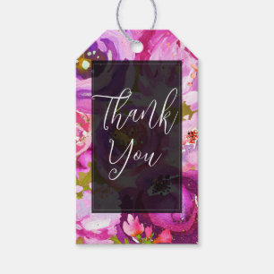Étiquettes-cadeau Mariage Floral Vibrant avec des Touches de Rose et