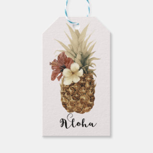 Étiquettes-cadeau Mariage Floral Vintage Tropical à l'Hibiscus Anana
