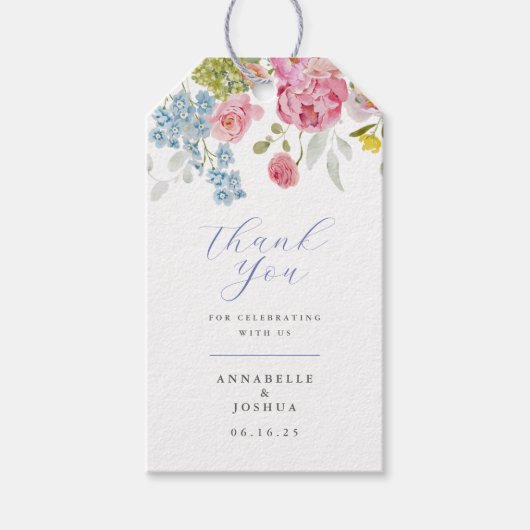Étiquettes-cadeau Mariage Florales de Jardin Doux  (Devant)