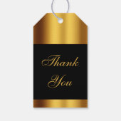Étiquettes-cadeau Mariage frontalier de luxe Black Gold Calligraphie (Dos)