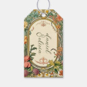 Étiquettes-cadeau Mariage frontalier orné fleur sauvage victorien (Devant)