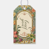 Étiquettes-cadeau Mariage frontalier orné fleur sauvage victorien (Dos)