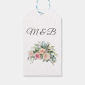 Étiquettes-cadeau Mariage géométrique Aquarelle rose pâle (Dos)