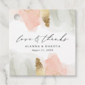 Étiquettes Cadeau Mariage géométrique Blush & Sage Aquarelle Or (Devant)