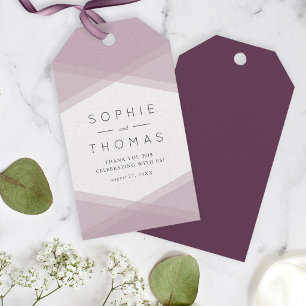 Étiquettes-cadeau Mariage Géométrique Multicouche Mauve et Violet Fo