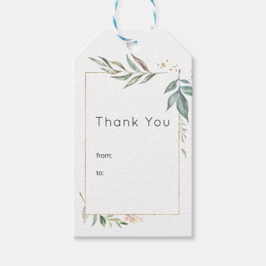 Étiquettes-cadeau Mariage géométrique or et verdure Sérénité (Devant)