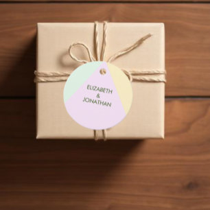Étiquettes Cadeau Mariage Géométrique Pastel Atténué