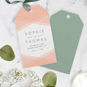 Étiquettes-cadeau Mariage Géométrique Superposé Pêche et Sauge Clair