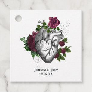 Étiquettes Cadeau Mariage gothique floral burgundy fantaisiste