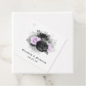Étiquettes Cadeau Mariage gothique noir, violet et argenté (En situation)