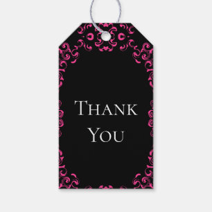 Étiquettes-cadeau Mariage gothique rose chaud et noir