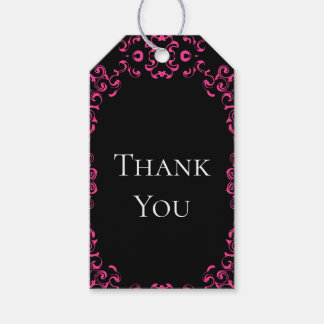 Étiquettes-cadeau Mariage gothique rose chaud et noir