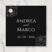 Étiquettes Cadeau Mariage gothique Rose Noire Et Blanc (Devant)