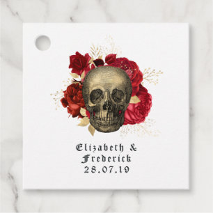 Étiquettes Cadeau Mariage gothique rouge cramoisi et or