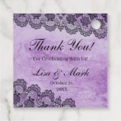 Étiquettes Cadeau Mariage gothique violet de dentelle noire (Dos)