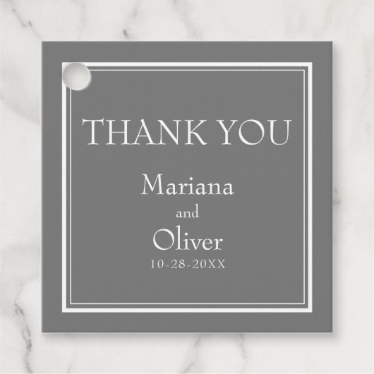 Étiquettes Cadeau Mariage gris minimaliste moderne (Devant)