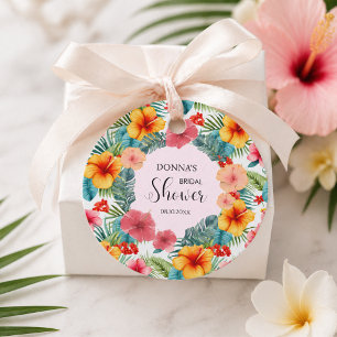 Étiquettes Cadeau Mariage Hawaïen Fleurs Exotiques