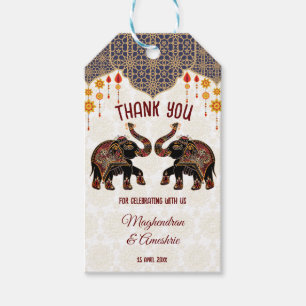 Étiquettes-cadeau Mariage indien d'éléphant indien