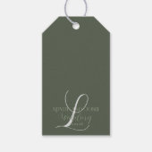 Étiquettes-cadeau Mariage initial romantique Sage vert Script (Devant)