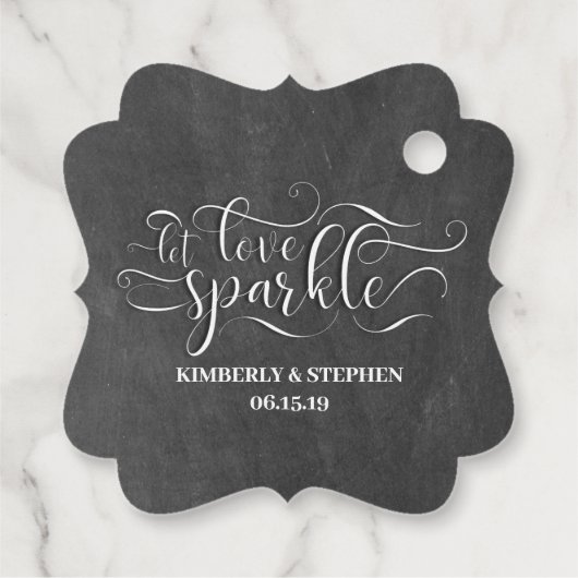 Étiquettes Cadeau Mariage Laisser Amour Sparkle Envoyer (Dos)