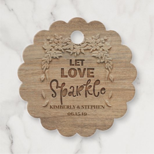 Étiquettes Cadeau Mariage Laisser Amour Sparkle Envoyer (Devant)