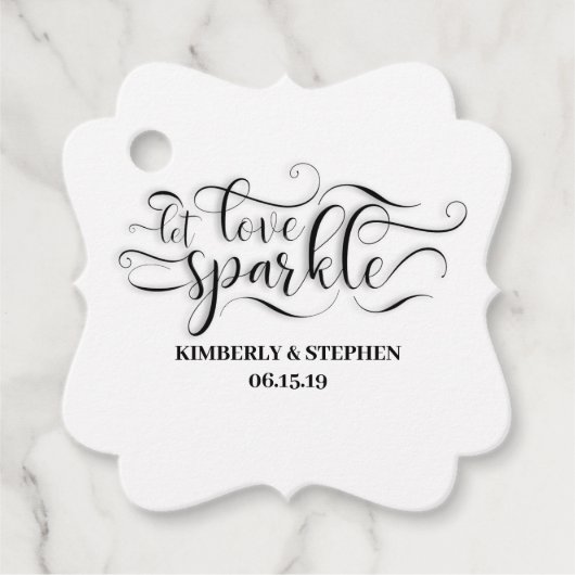 Étiquettes Cadeau Mariage Laisser Amour Sparkle Envoyer (Devant)