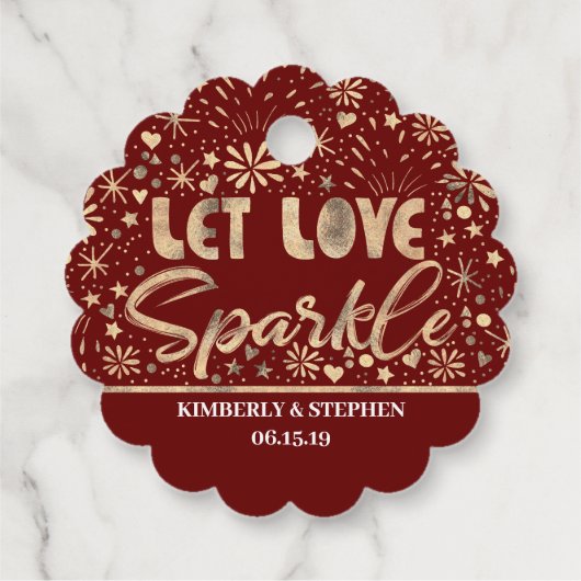 Étiquettes Cadeau Mariage Laisser Amour Sparkle Envoyer (Dos)