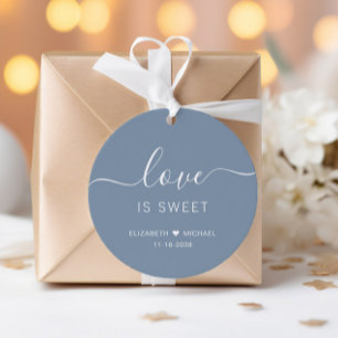 Étiquettes Cadeau Mariage Love Is Sweet Dusty Blue