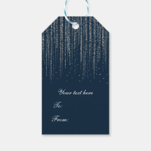 Étiquettes-cadeau Mariage lumières scintillantes de glace bleu et ar