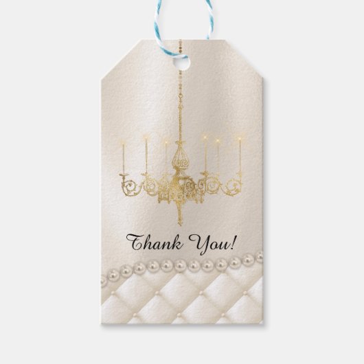 Étiquettes-cadeau Mariage Lustre éclairage Merci d'ivoire Favor (Devant)