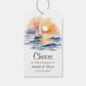 Étiquettes-cadeau Mariage marin de l'aquarelle Sunset Seascape (Dos)