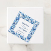 Étiquettes Cadeau Mariage méditerranéen moderne bleu & blanc (En situation)