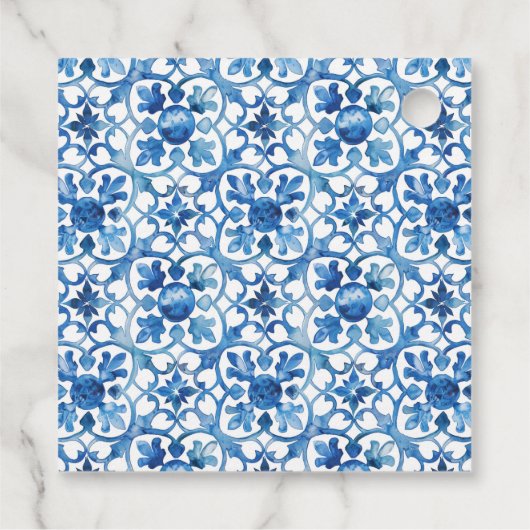 Étiquettes Cadeau Mariage méditerranéen moderne bleu & blanc (Dos)