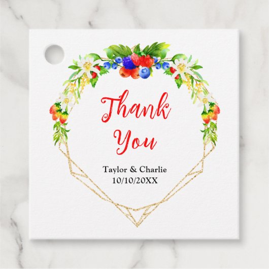 Étiquettes Cadeau Mariage Merci aux baies mixtes d'été (Devant)