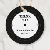 Étiquettes Cadeau Mariage Merci de  de disques de vinyle rétro (Devant)