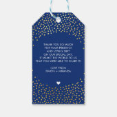 Étiquettes-cadeau MARIAGE MERCI rustique tache de confetti d'or rust (Dos)