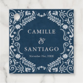 Étiquettes Cadeau Mariage mexicain Blue Talavera (Devant)